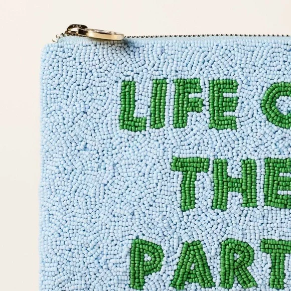 Kate Spade x Target NWT Life of the Party Beaded Clutch Blue/Green Bead Pouch - Picture 5 of 15